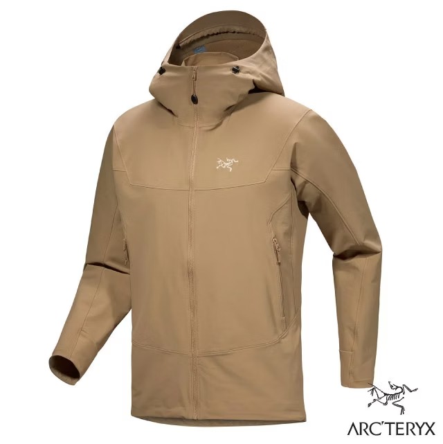 【ARCTERYX 始祖鳥】男 Gamma 防風雨彈力連帽軟殼外套.風衣/防風防濕透氣/X000009819 帆布棕✿30E010